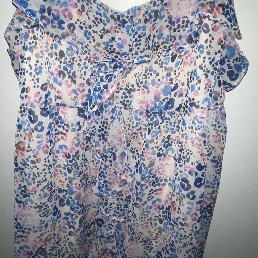 Colorful Animal Print Ruffle Blouse - Picture 6 of 6